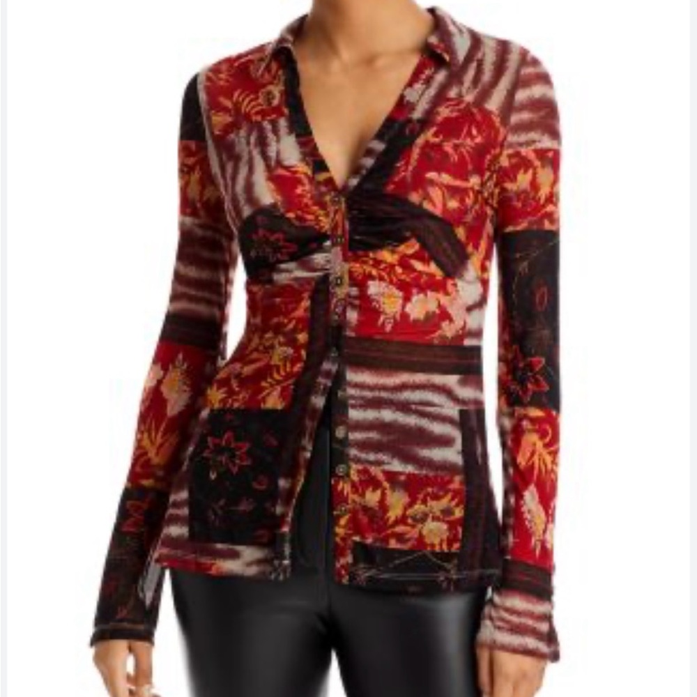 Free People Lucky Shirt, Mixed Print